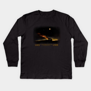 Gorgeous Old LMS LNER Steam Train Poster Kids Long Sleeve T-Shirt